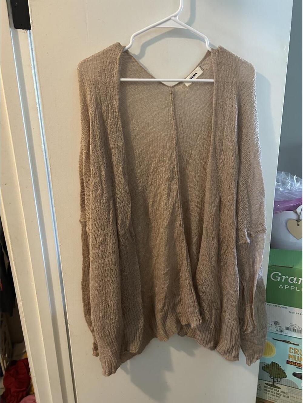 Adora tan & brown open front cardigan size L